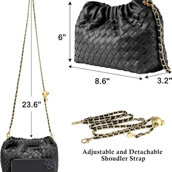 Woven Women's Crossbody Bag & Evening Purse, Trendy Dumpling Clutch & Hobo Cloud - Picture 5 of 7